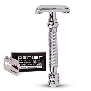 PARKER Safety Razor Men Long Handle Heavyweight Butterfly Open Razors ...