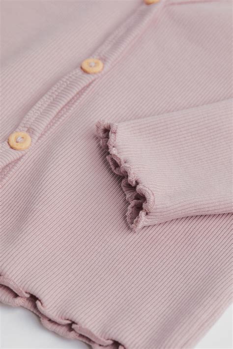 Ribbed cotton cardigan - Light pink - Kids | H&M IN