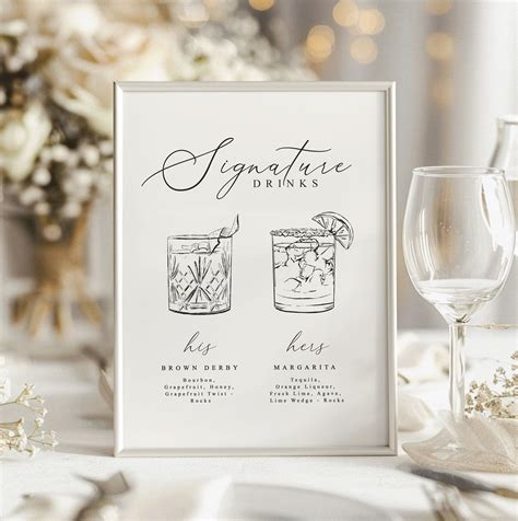 Custom signature drinks sign signature cocktail sign minimalist wedding ...