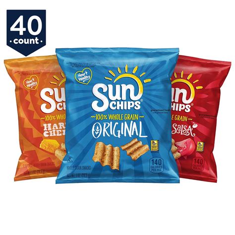 SunChips Multigrain Variety Pack Snack Chips, 1 oz Bags, 40 Count ...