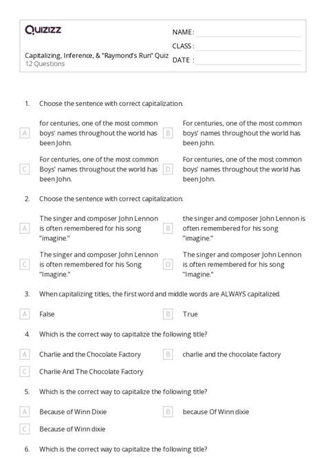 50+ Capitalizing Titles worksheets for 6th Class on Quizizz | Free ...