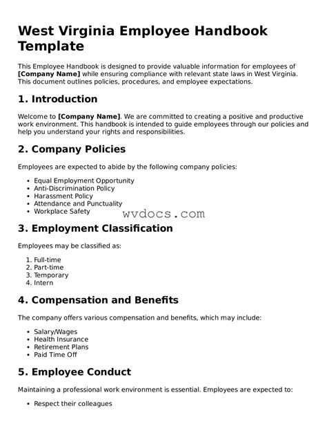 West Virginia Employee Handbook Template ️ WY Documents