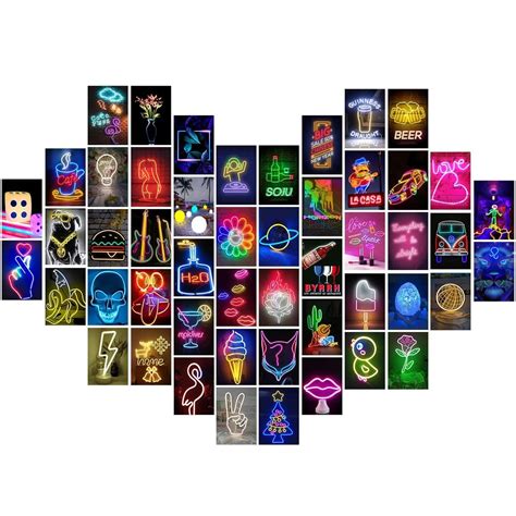 Buy 50PCS Neon Wall Collage Kit Aesthetic Pictures, Room Decor for ...