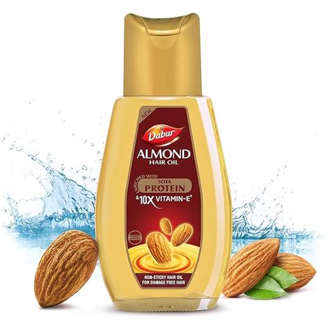 Dabur Almond Hair Oil with Almonds , Soya Protein and Vitamin E for Non ...