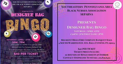 Designer Bag Bingo, Belmont Hills Fire Company, 4 South Washington ...