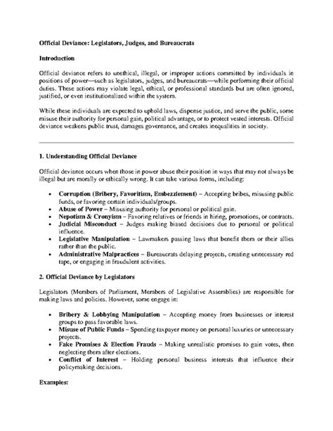 Official Deviance: Analyzing Misconduct Among Legislators, Judges, and ...
