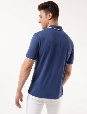 Cotton Mix Plain Polo Collar T-shirt