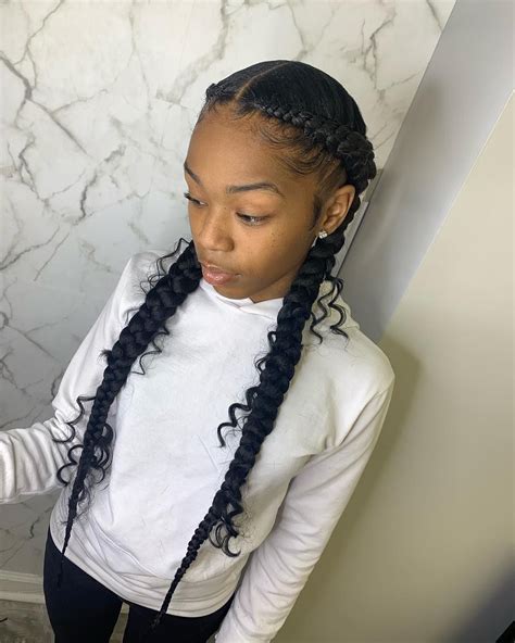 @1naebraids on Instagram: "2 braids with boho hair added 😍" | Two braid ...