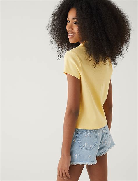 Buy Cotton Rich Ribbed T-Shirt at Marks & Spencer