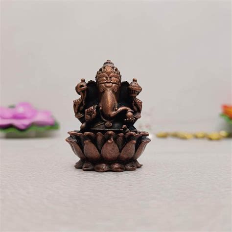 Copper Lotus Ganesha Idol – onesilver.in