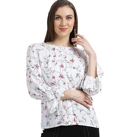 Zink London Printed Rayon Round Neck Women's Top (S21ZINKT02062005 ...