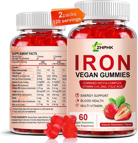 Amazon.com: ZHPHK Iron Supplement Gummies for Women, Men & Kids, 65mg ...