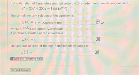 Image result for First Order Linear Variation of Parameters