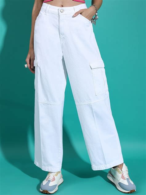 Tokyo Talkies Women White Relax Fit Mid-Rise Cotton Jeans - Price History