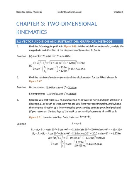 College Physics 2e-SSM-Ch03 - CHAPTER 3: TWO-DIMENSIONAL KINEMATICS 3 ...