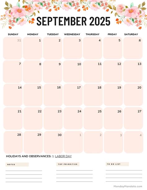 September 2025 Calendar (52 Free PDF Printables)