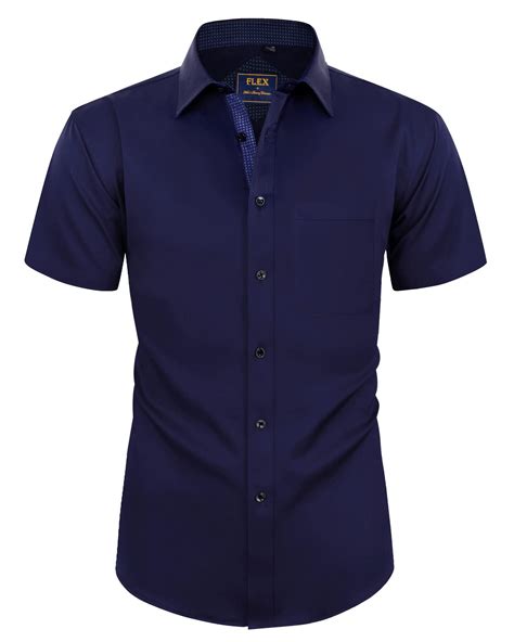 Alimens & Gentle Men's Fashion Cotton Stretch Short Sleeve Dress Shirt ...