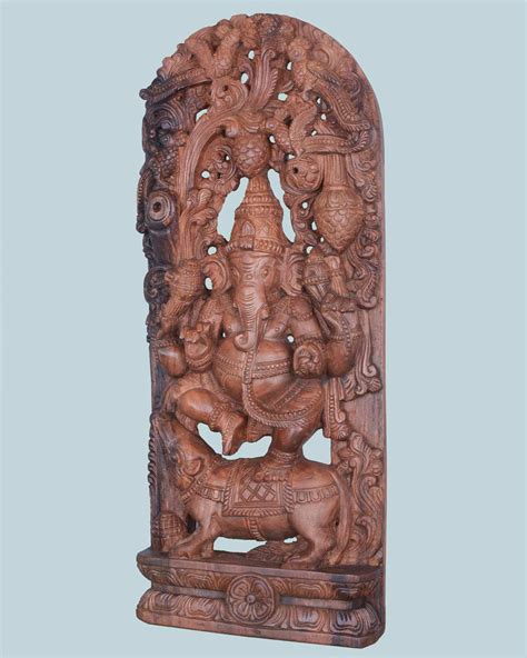 Dancing Ganesha on Rat Jali Wooden Wall Mount 36" Handcrafted ...