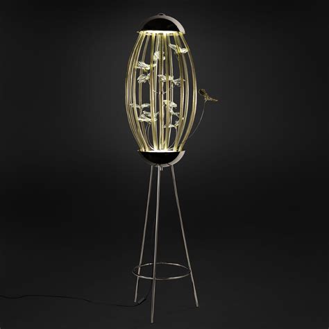 Artistic floor lamp with butterflies Cage by Leo De Carlo