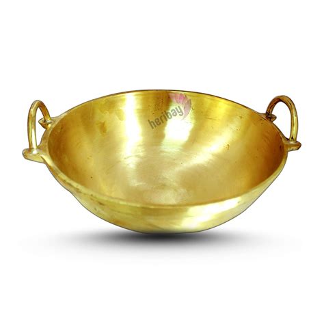 Buy Heribay Brass/Pital (12 Inch) Deep Flat Heavy Bottom Kadhai/Woks (3 ...