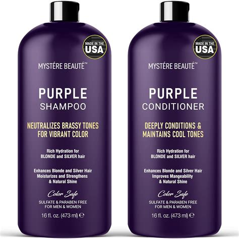 Amazon.com : MYSTÉRE BEAUTÉ Purple Shampoo and Conditioner Set, For ...