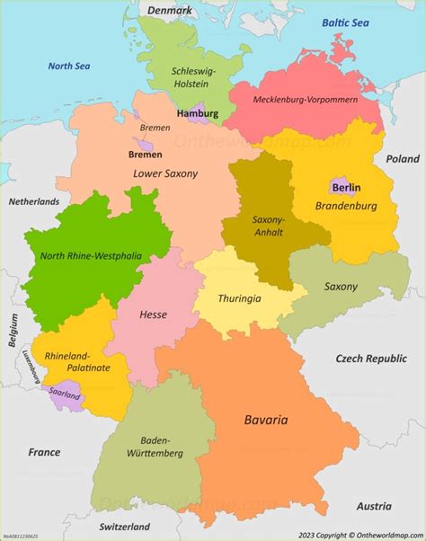 Germany States Map - Ontheworldmap.com