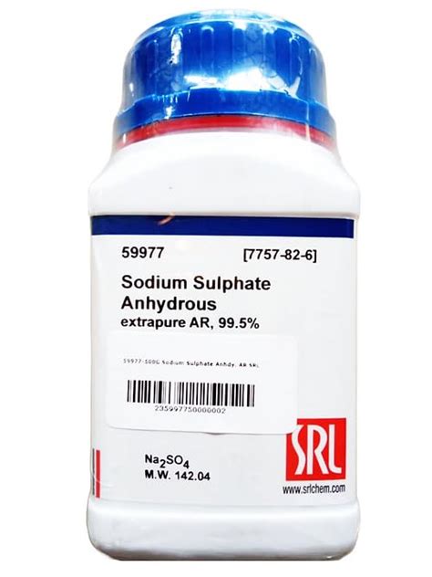 SRL Sodium Sulphate Anhydrous extrapure AR, 99.5%, 500gm, CAS No 7757 ...