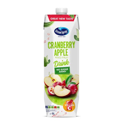 Ocean Spray Cranberry Apple Mixed Fruit Drink No Sugar Added, 1 Litre ...