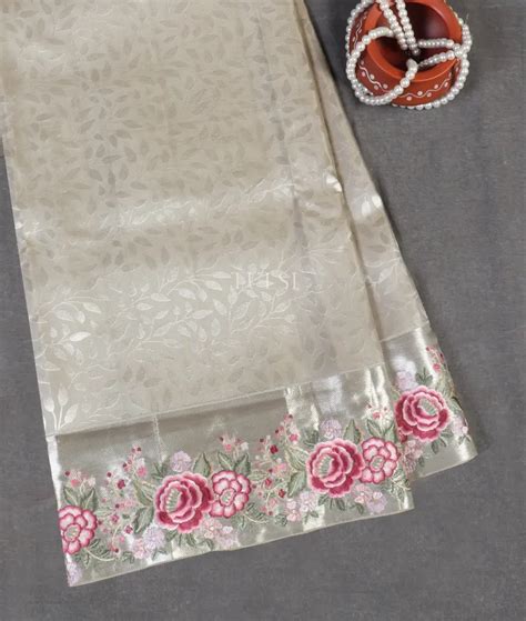 Buy Grey Kanjivaram Embroidery Silk Saree T538362