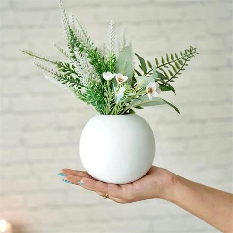 Metal Ball Flower Vase Large | White