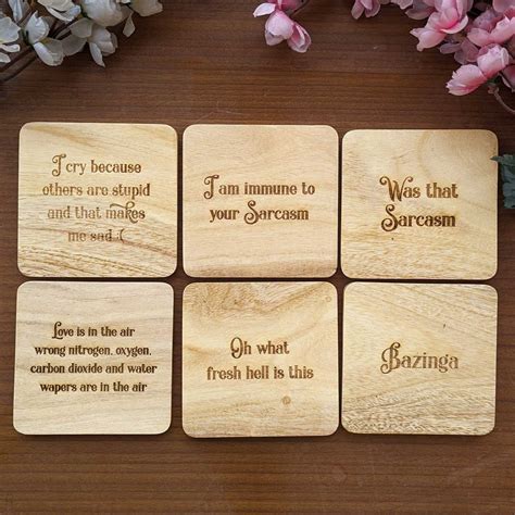 Bazinga! Big Bang Theory Engraved Wood Coaster Set - woodgeekstore