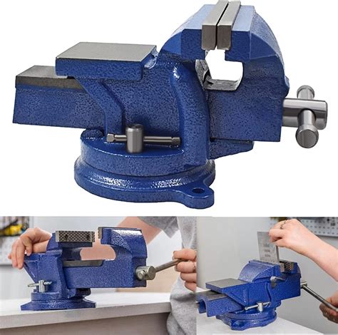 ALL-CARB 5-Inch Bench Vises with Anvil Swivel Locking Base Table Top ...
