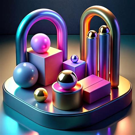 Neon illustration with abstract shapes | Premium AI-generated image
