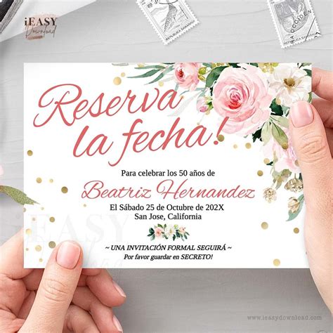 Save the Date Birthday Party in Spanish Surprise Party Floral - Etsy