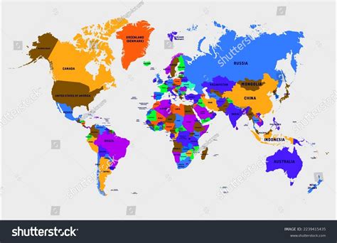 Colored World Map with Names 的图像结果