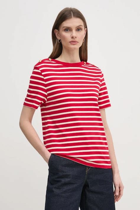 Tommy Hilfiger t-shirt bawełniany damski kolor czerwony WW0WW42589 ...