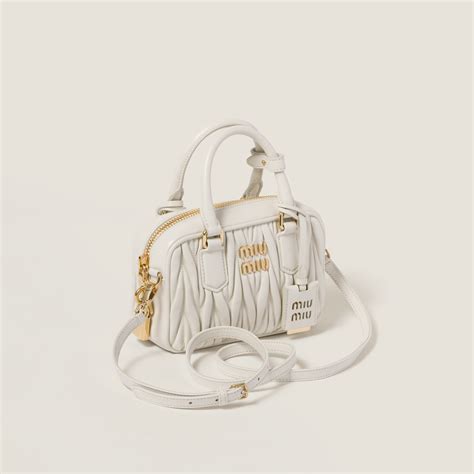 White Arcadie Matelassé Nappa Leather Bag | Miu Miu