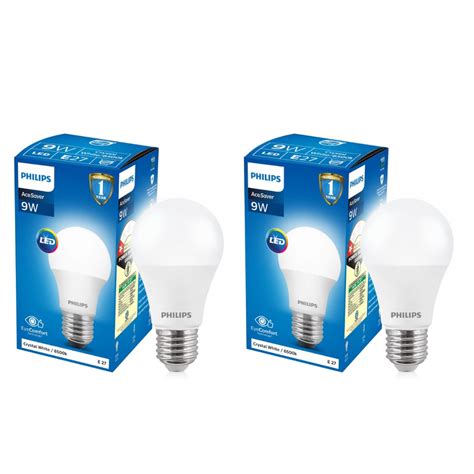 Buy Philips Ace Saver Base E27 9-Watt LED Bulb (Pack of 2, Crystal ...