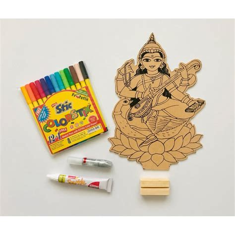 Buy DIY Colouring Wooden Goddess Saraswati Activity Box On Snooplay India