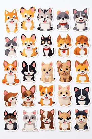 Cute dog sticker card | Premium AI-generated image