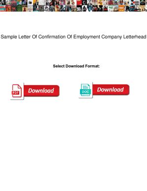 Fillable Online Sample Letter Of Confirmation Of Employment Company ...