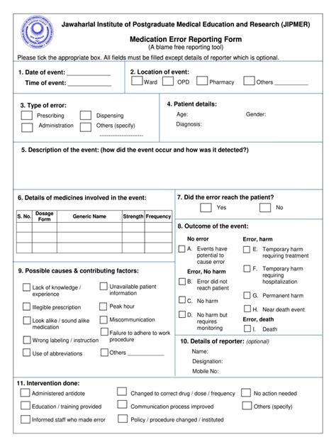 India JIPMER Medication Error Reporting Form - Fill Out, Sign & Share ...