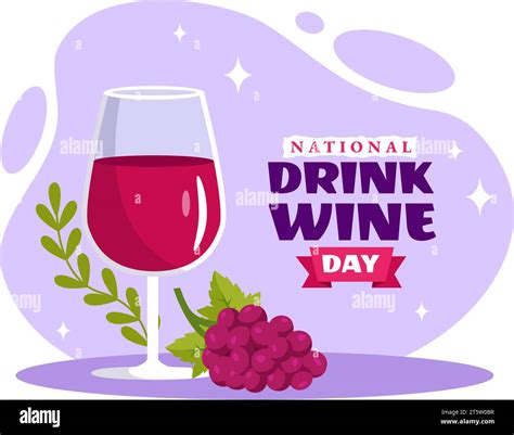 National Drink Wine Day Vector Illustration on February 18 with Glass ...