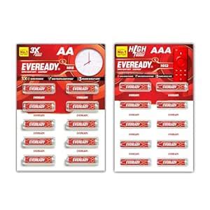 Eveready Carbon Zinc AA Battery Pack of 10 + AAA Battery Pack of 10 ...