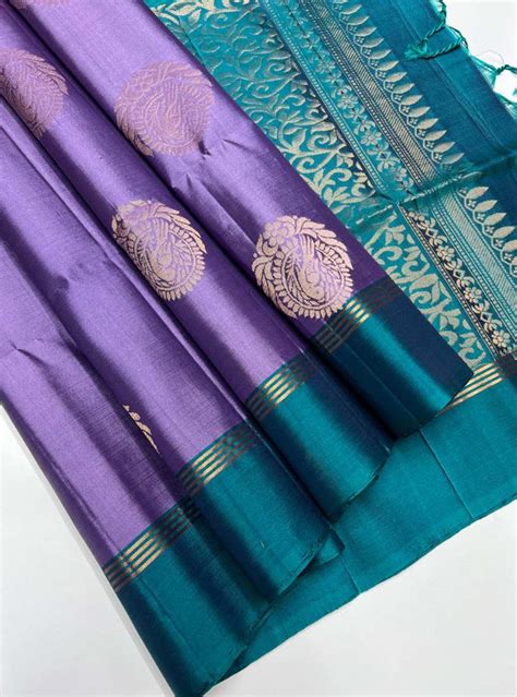 Lilac & Emerald Green - Soft Silk Saree