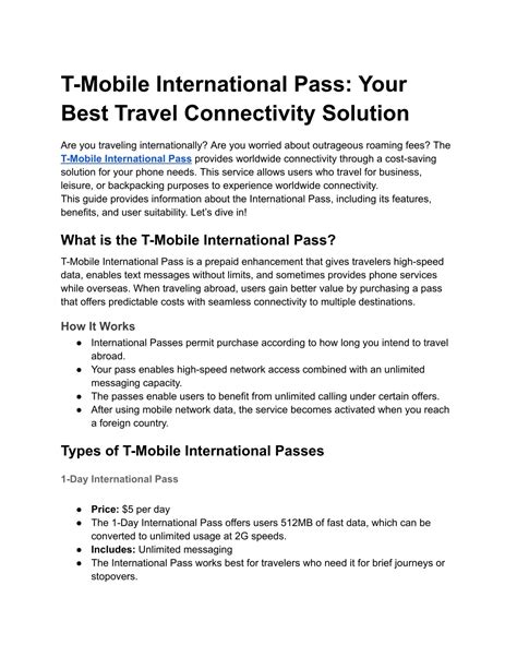 PPT - T-Mobile International Pass- Your Best Travel Connectivity ...