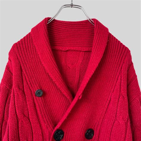 【Ladies】Shawl collar knit cardigan / 古着 ショールカラー ニットカーディガン レッド | 古着屋 MIRAGE