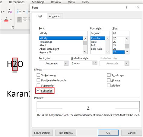 Image result for Superscript in Word