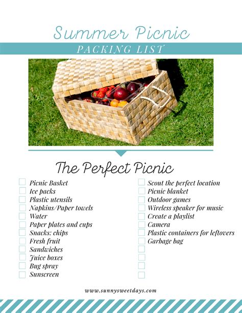 Picnic Packing List » Sunny Sweet Days | Picnic packing list, Picnic ...