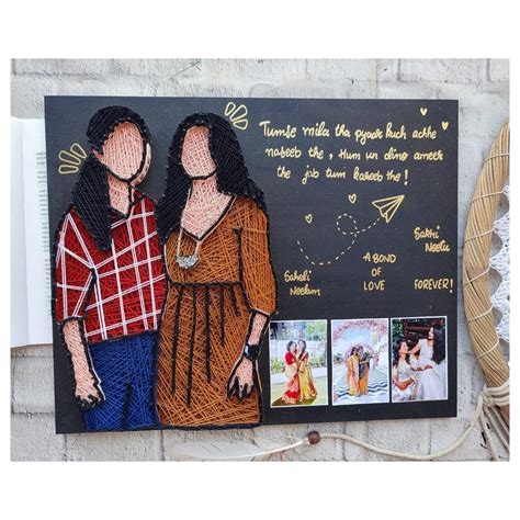 Customized String Art - Caricature with Pictures in the Side – Gift Sugar